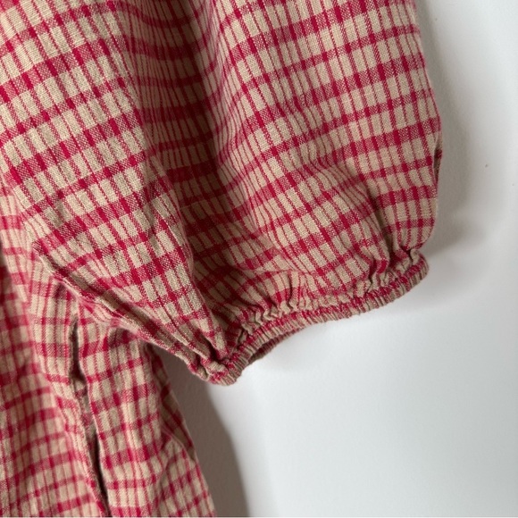 Plaid V-Neck mini Dress with Puff Sleeves by Only - Picture 5 of 12